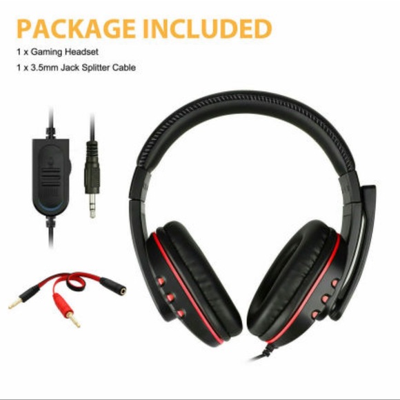 Pro Gamer Headset For PS4 PlayStation 4 Xbox One & PC Computer Red Headphones - Picture 4 of 7
